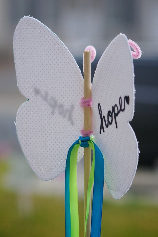 butterflies made by moms and children after Jennifer's mastectomy. Picture: Chrissy Miller