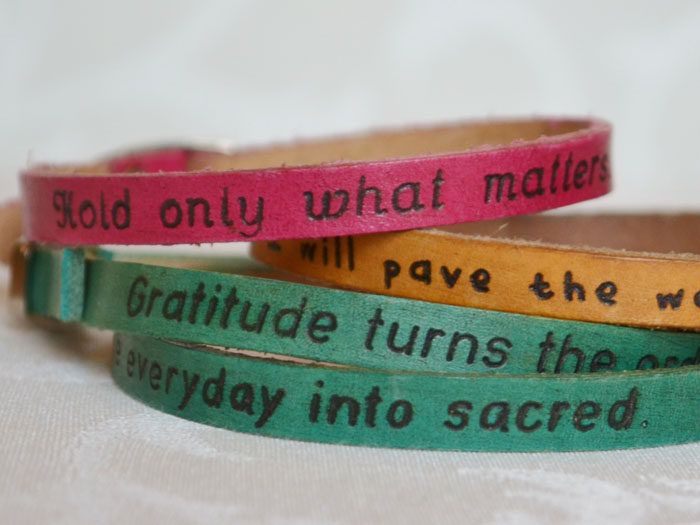 Poetic wrist wraps with lines of my original poetry on them -- your touchstone throughout the day!